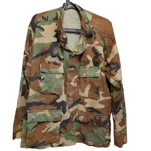 Selma Apparel Camo Long Sleeve Button Down Shirt Size Large-Short Jacket Green